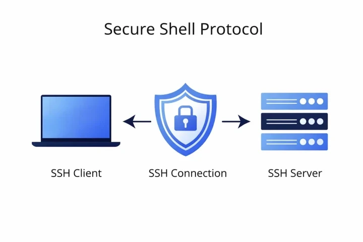 SSH 22 端口客户端-服务器连接示意图